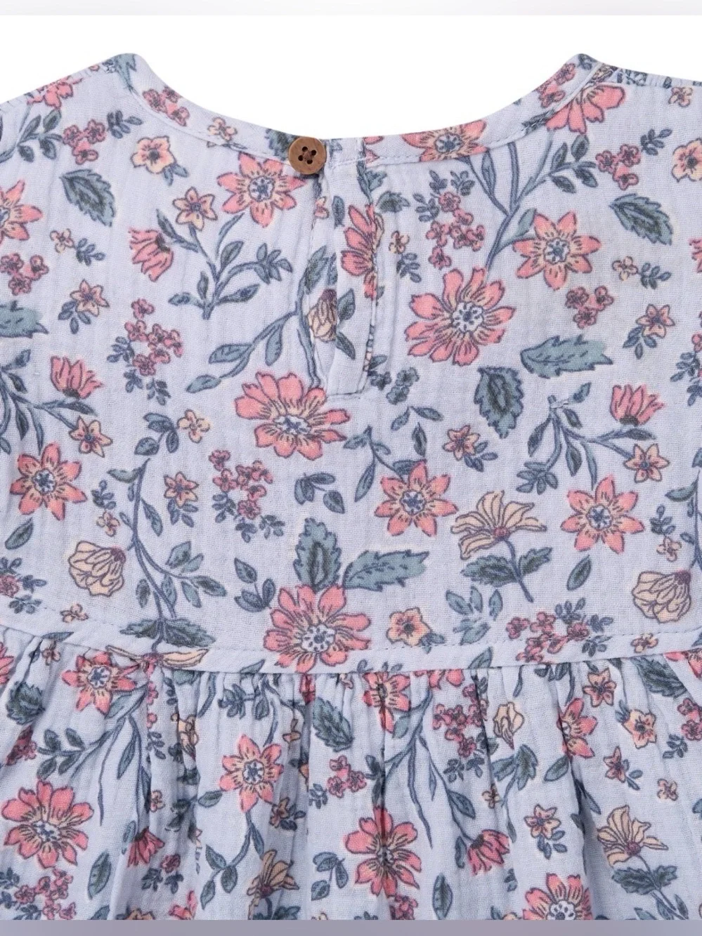 Modern Moments Girls 2T Blue Floral Cotton Smocked Dress Boho Cottagecore Comfy
